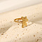 304 Stainless Steel Cuff Rings for Women, Real 18K Gold Plated, Butterfly, 15.8mm, US Size 7 1/4(17.5mm)