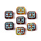 Painted Transparent Acrylic Beads, Imitation Amber, Rectangle with Libra, Sienna, 11x12x5mm, Hole: 1.8mm, about 847pcs/500g