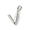 Rack Plating Brass with ABS Plastic Pearl European Dangle Charms, Large Hole Pendants, Long-Lasting Plated, Lead Free & Cadmium Free, Platinum, Letter V, 22mm long, hole: 5mm, pendant: 14x12x5mm