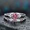Alloy Micro Pave Cubic Zirconia Finger Rings for Women, Stackable Rings, Platinum, Hot Pink, US Size 7(17.3mm)