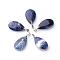 Natural Sodalite Pendants, with Brass Findings, teardrop, Platinum, 30x18x6mm, Hole: 5x4mm