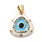 Real 18K Gold Plated Brass Clear Cubic Zirconia Pendants, with Enamel, Cadmium Free & Nickel Free & Lead Free, Triangle with Evil Eye, Floral White, 18x15.5x3mm, Hole: 5x3.5mm