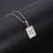 Rectangle Stainless Steel Pave Natural White Shell Pendant Necklaces, Stainless Steel Color, Letter H, 17.72 inch(45cm)