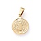 PVD Vacuum Plating 304 Stainless Steel Pendants, Religion, Flat Round with Saint Benedict, Golden, 15x12x1.5mm, Hole: 5x3mm