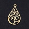 201 Stainless Steel Pendants, Filigree Joiners Findings, Laser Cut, teardrop, with Flower, Golden, 22x13x1mm, Hole: 1.4mm