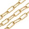 304 Stainless Steel Paperclip Chains, Ion Plating(IP), Unwelded, Real 18K Gold Plated, 17x7.5x1.5mm