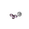 Titanium Alloy Cubic Zirconia 17 Gauge Leaf Internally Threaded Labrets, Piercing Jewelry for Women Men, Stainless Steel Color, 8mm, Pin: 1.2mm