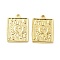 304 Stainless Steel Pendants, Real 18K Gold Plated, Rectangle with Sun, 22.5x17x2mm, Hole: 1.4mm