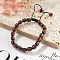Adjustable Natural Red Jasper and Non-magnetic Synthetic Hematite Braided Bead Bracelets, Inner Diameter: 1-3/4~2-7/8  inch(4.5~7.3cm)