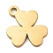 304 Stainless Steel Charms, Laser Cut, Clover Charm, Real 18K Gold Plated, 11x8x1mm, Hole: 1.2mm