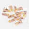Suede Tassels, with CCB Plastic Findings, Nice for DIY Earring or Cell Phone Straps Making, Golden, Blanched Almond, 38x10mm, Hole: 2mm