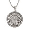 Alloy Seal 7 Archangels Flat Round Pendant Necklaces, 201 Stinless Steel Box Chain Necklaces, Antique Silver & Stainless Steel Color, 23.62 inch(60cm)