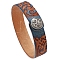 Branch Pattern Cowhide Cord Bracelets, with Alloy Button, Prussian Blue, 8-5/8 inch(22cm)