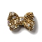 Polymer Clay Rhinestone Beads, Bowknot Focals Beads for Jewelry Keychain Making, Camel, 21.5~22mmx30mmx9.5~10.5mm, Hole: 1.8mm