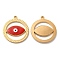 PVD Vacuum Plating 201 Stainless Steel Pendants, with Enamel, Real 18K Gold Plated, Evil Eye, Red, 28.5x25.5x2.5mm, Hole: 2mm