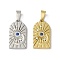 304 Stainless Steel Pendants, with Rhinestone, Arch with Sun & Moon, Mixed Color, 19x11x2mm, Hole: 5.5x2.5mm