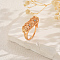 Brass Pave Cubic Zirconia Geometric Finger Rings for Women, Column, Golden, Turquoise, 29x9mm, Inner Diameter: 16mm~18mm