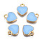 Alloy Enamel Charms, Heart, Light Gold, Light Sky Blue, 12x10x2mm, Hole: 2mm