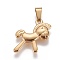 304 Stainless Steel Pendants, Horse, Golden, 20x18x4mm, Hole: 7x3.5mm