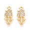 Brass Micro Pave Clear Cubic Zirconia Pendants, Flower, Nickel Free, Real 18K Gold Plated, 15x7x2mm, Hole: 1.2mm
