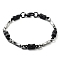 201 Stainless Steel Link Chain Bracelets, 304 Stainless Steel Clasps, Stainless Steel Color & Black, Rectangle, 8-1/4 inch(20.8cm)