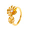 Ocean Theme Alloy Crystal Rhinestone 2 Flower Cuff Toe Rings, Golden, US Size 1 3/4(13mm)