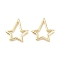 Brass Linking Rings, Star, Real 18K Gold Plated, 33.5x26x2.5mm, Inner Diameter: 24.5x17.5mm