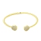 Brass Micro Pave Cubic Zirconia Cuff Bangles, Long-Lasting Plated, Cadmium Free & Lead Free, Real 18K Gold Plated, Inner Diameter: 2-3/8 inch(5.9cm)
