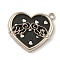 Alloy Pendants, with Imitation Leather, Platinum, Heart, Black, 30.5x32x4mm, Hole: 3mm