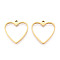201 Stainless Steel Pendants, Real 18K Gold Plated, Ion Plating(IP), Heart, 31.5x30x3mm, Hole: 2.2mm
