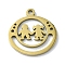 304 Stainless Steel Pendants, Laser Cut, Flat Round with Couple Charm, Golden, 15.5x15x1mm, Hole: 1.2mm
