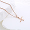 Stainless Steel Letter Pendant Necklaces for Women Men, Rose Gold, Letter X