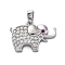 Brass Micro Pave Cubic Zirconia Pendants, ELephant, Long-Lasting Plated, Cadmium Free & Lead Free, Rack Plating, Platinum, 15x20.5x3.5mm, Hole: 5mm