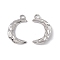 Non-Tarnish 304 Stainless Steel Pendants, Moon Charms, Stainless Steel Color, 24x14x2mm, Hole: 2.5mm