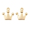 Brass Pendants, Crown Charms, Real 18K Gold Plated, 10.5x9.5x2mm, Hole: 1mm