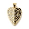 Brass Micro Pave Cubic Zirconia Pendants, Cadmium Free & Lead Free, with Shell, Heart Charms, with Jump Ring, Real 16K Gold Plated, 21.5x16x3mm, Hole: 4mm