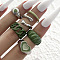 Alloy Enamel Cuff Rings & Finger Rings Set, Mixed Shapes, Silver, 17~18mm