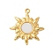 Ion Plating(IP) 304 Stainless Steel with Shell Pendans, Sun Charm, Real 14K Gold Plated, 27.5x24.5x2mm, Hole: 2mm