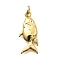 Brass Pendants, Cadmium Free & Lead Free, Long-Lasting Plated, Rack Plating, Real 18K Gold Plated, Fish, 21.5x9.5x2.5mm, Hole: 3.7mm