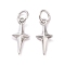 Brass Charms, with Jump Ring, Cadmium Free & Lead Free, Star, Platinum, 14x6x2.5mm, Hole: 3mm