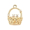 Brass Charms, Cadmium Free & Nickel Free & Lead Free, Woven Basket, with Cubic Zirconia, Real 18K Gold Plated, 14x11x7.5mm, Hole: 1.2mm