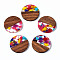 Resin & Walnut Wood Pendants, Flat Round , Saddle Brown, 28x3mm, Hole: 2mm