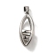 Non-Tarnish 304 Stainless Steel Pendants, Oval Charm, Stainless Steel Color, 23.5x9mm, Hole: 3x7mm