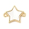 Brass Pave Natural White Shell Connector Charms, Real 18K Gold Plated, Long-Lasting Plated, Lead Free & Cadmium Free, Rack Plating, Star, 12.5x16x2mm, Hole: 1.4mm and 1.5mm