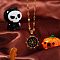 Halloween Stainless Steel Enamel Pendant Necklaces, with Golden Plated Dapped Chains for Unisex, Spider Web, Black, 15.75 inch(40cm)