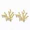 Brass Links connectors, Nickel Free, Coral, Raw(Unplated), 25.5x28x5.5mm, Hole: 1.5mm & 2mm