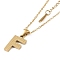 Ion Plating(IP) Initial Letter 304 Stainless Steel Pendant Necklaces, Real 18K Gold Plated, Letter F, 15.87 inch(40.3cm), Pendant: about 17x10.5mm