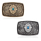2Pcs 2 Colors Western Alloy Belt Buckles, Belt Fastener, Rectangle with Rhombus, Mixed Color, 60.5x89x17.5mm, Knob: 4.5mm, 1pc/color