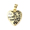 Brass Pendants, Heart, Long-Lasting Plated, Cadmium Free & Lead Free, Rack Plating, Real 18K Gold Plated, Word, 14.5x13x3.5mm, Hole: 5mm