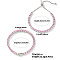 2Pcs 2 Style Cubic Zirconia Chain Bracelet Set, Adjustable Brass Slider Couple Bracelets, Pink,